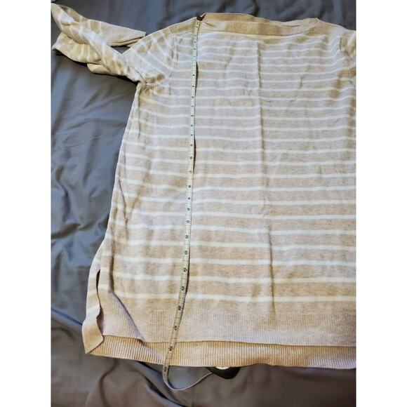 J.Crew Women’s Striped Linen Blend Sweater Beige White Long Sleeve Size Large - Picture 4 of 12